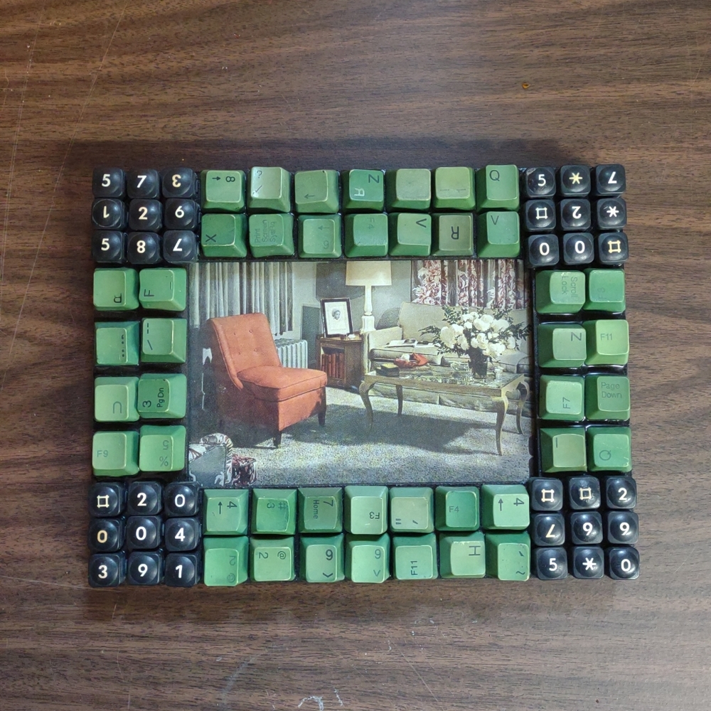 Green & Black Computer Key-Keyboard Photo Frame 9" X 7" Fits 4x6 Pic